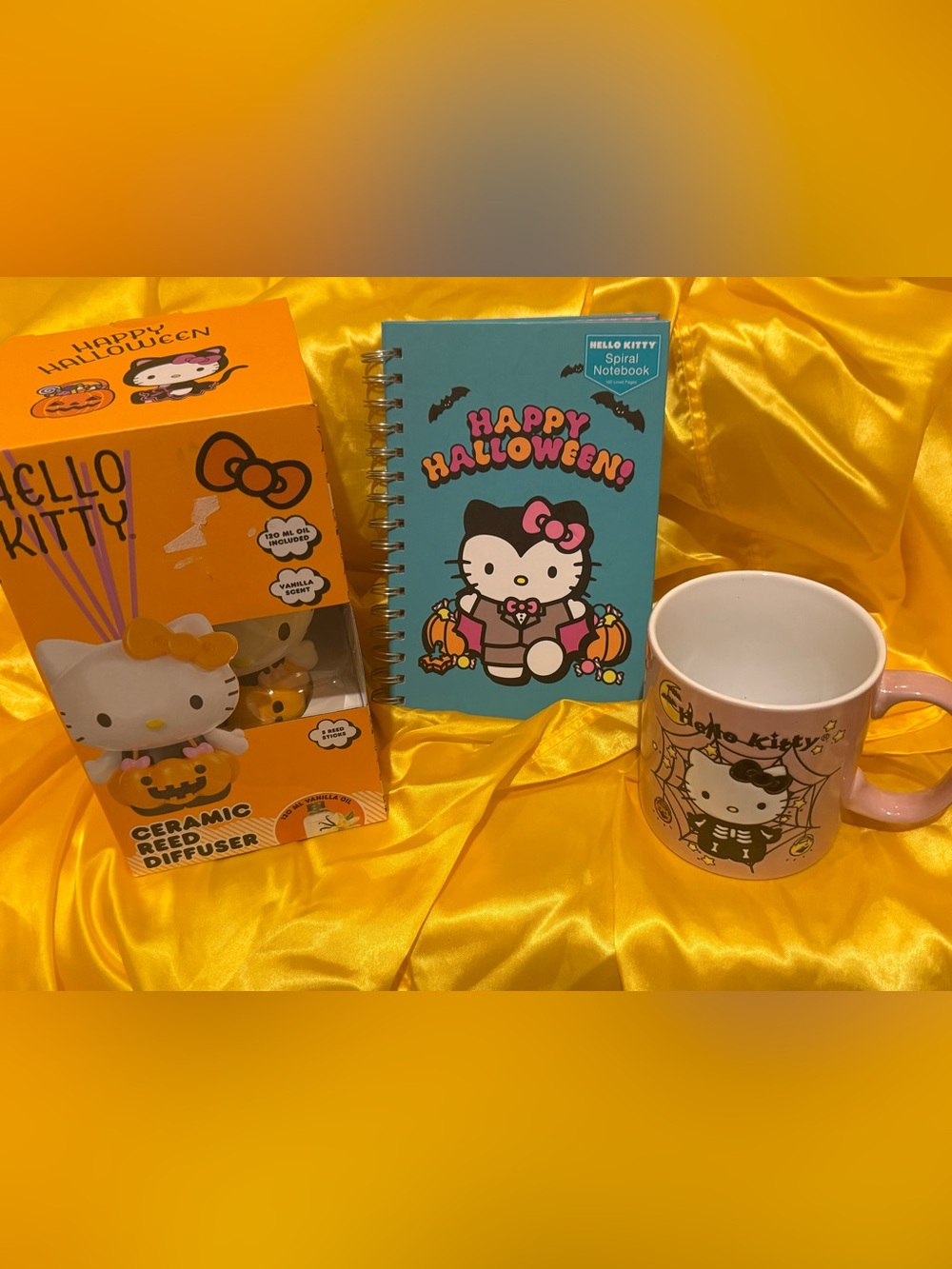Hello Kitty Teal "Happy Halloween" Spiral Notebook & Diffuser & Mug All New!
